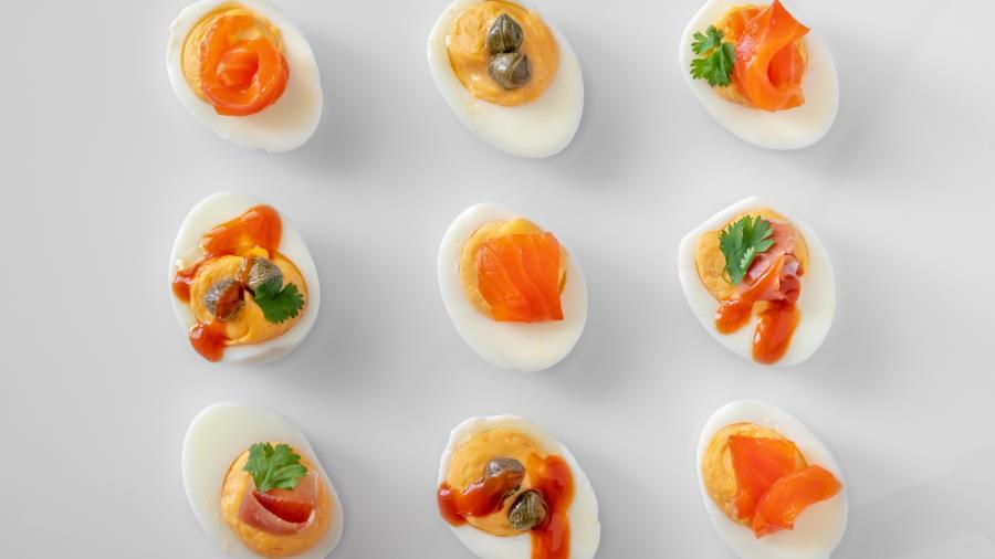 Smoked Salmon Spicy Deviled Eggs